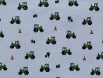 Baumwoll-Stoff Traktor Weiß Bunt Nr 4873